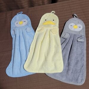 Set of Three Animal Hooded Hand Towels